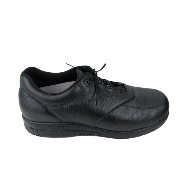 SAS Bout Time Mens 10 W Black Leather EZ Lace Up Comfort Casual Loafer Shoes